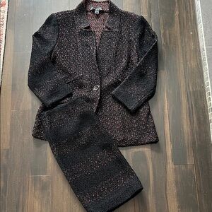 St. John Black, pink and red tweed Blazer Set size 12